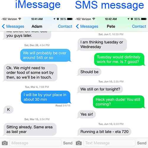 Różnica między SMS -y a imessage