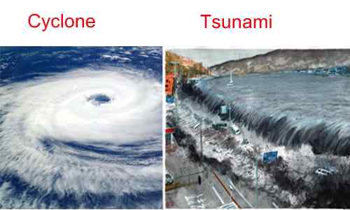 Różnica między cyklonem a tsunami